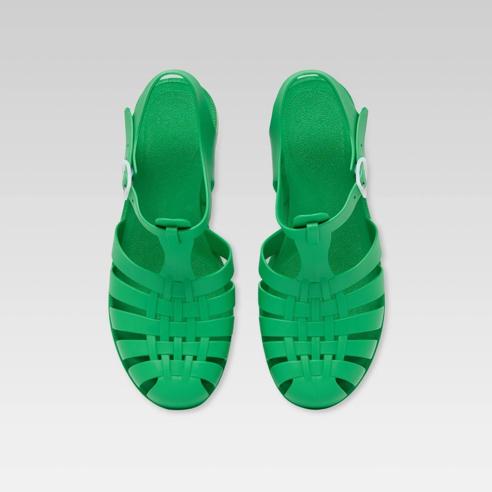 NWOT Meduse Green Plastic Sandals